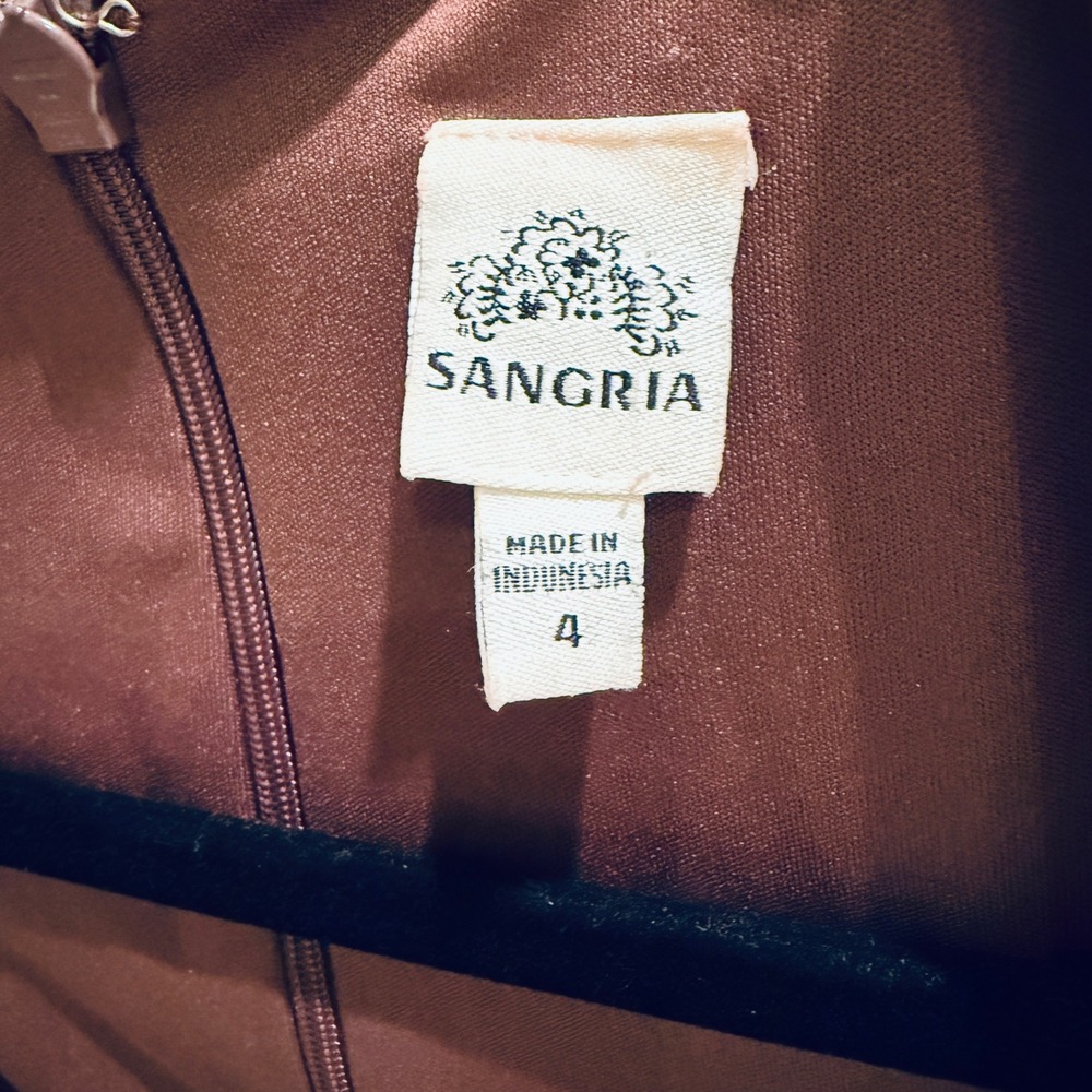 Sangria Brown Dress Sweetheart Neckline‎ Cap Sleeve Fitted Sheath Size 4 - Picture 3 of 9